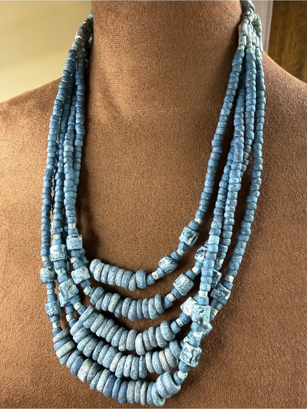 Vintage Blue Beaded Necklace